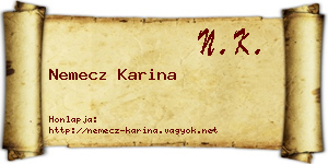 Nemecz Karina névjegykártya